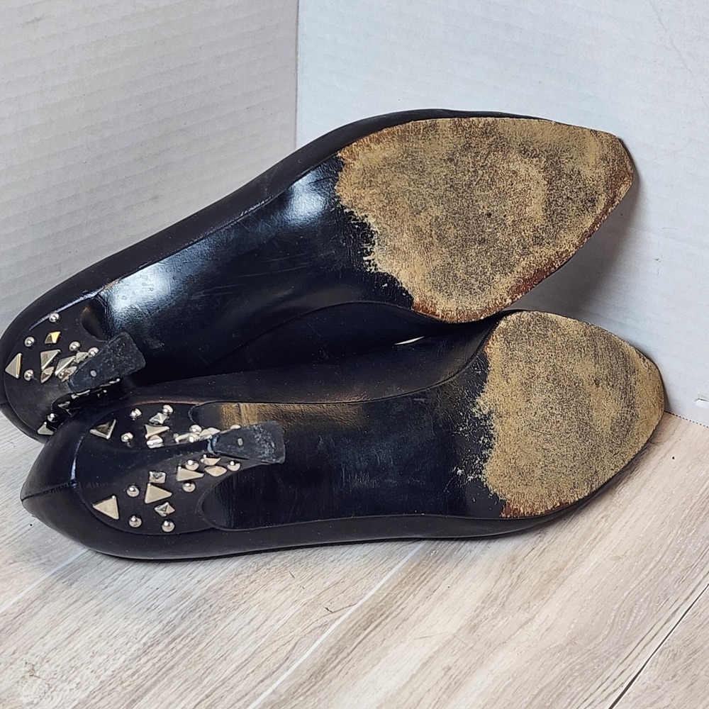 Vintage Stuart Weitzman Black Pumps Shoes Heels W Silver Detail Size 6.5 - Picture 9 of 12